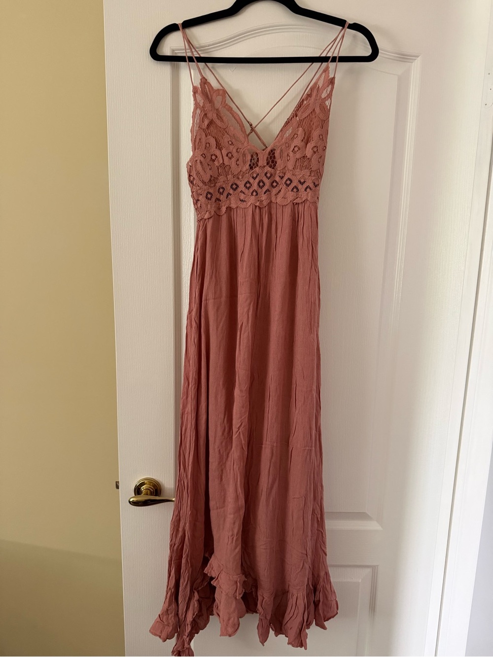 Free People Dusty Rose Crochet Lace Maxi Dress
